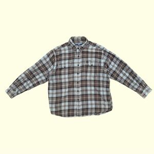 Vtg Polo Sport Ralph Lauren Flannel Shirt Mens XL Green Plaid Pockets Outdoors